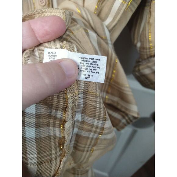 lane bryant woman plus size 18/20 Shirt Collared Button Brown Plaid Roll Tab... - Picture 8 of 9